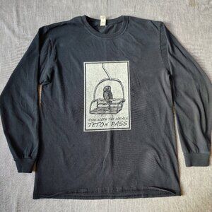 Teton Pass Ride With The Locals Shirt Size Medium Black Owl Chairlift